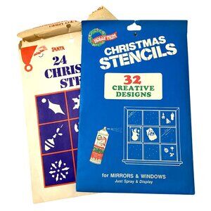 Vintage Wax Christmas Stencils‎ 2 Packs Punched Unpunched Art Decoration Holiday